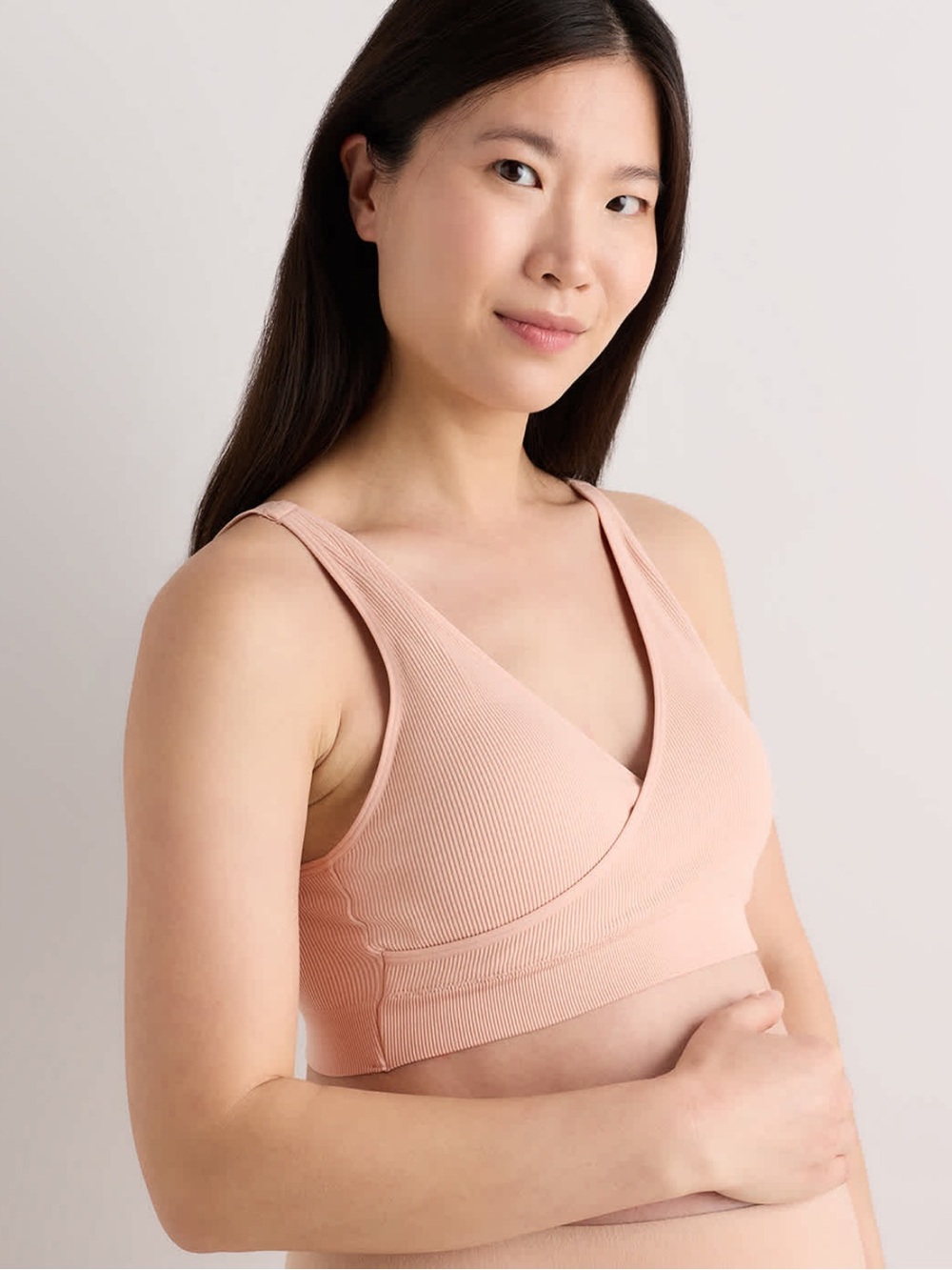 Quince Seamless Crossover Peach Pink Sz S NEW